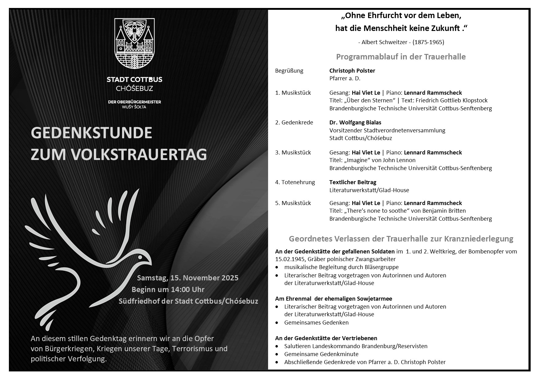 GEDENKVERANSTALTUNG ZUM VOLKSTRAUERTAG