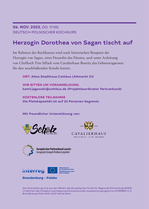 Einladung - Herzogin Dorothea v. Sagan tischt auf.