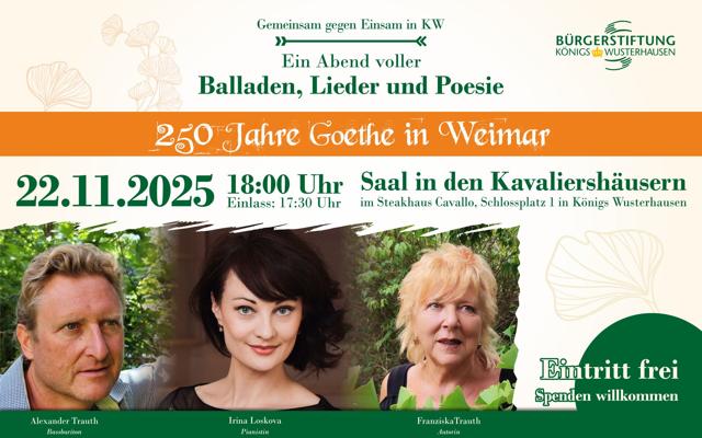 250 Jahre Goethe in Weimar - Gemeinsam gegen Einsam in KW
