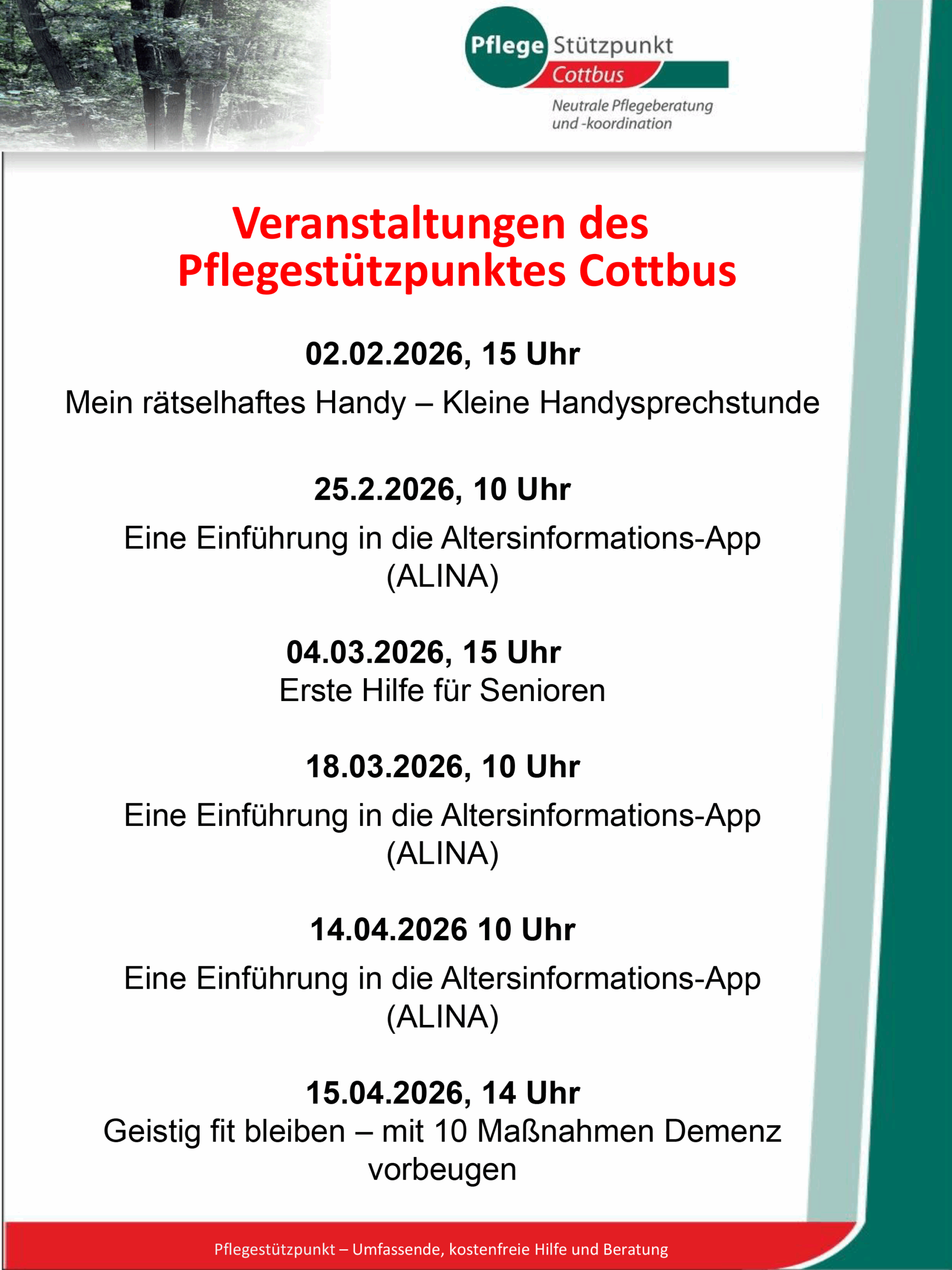 Geistig fit bleiben – mit 10 Maßnahmen Demenz vorbeugen - Pflegestützpunktes Cottbus