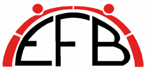 Das EFB-Logo in Rot und Schwarz steht für die Erziehungs- und Familienberatungsstelle der Stadt Cottbus/Chóśebuz und wirkt klar und modern.
