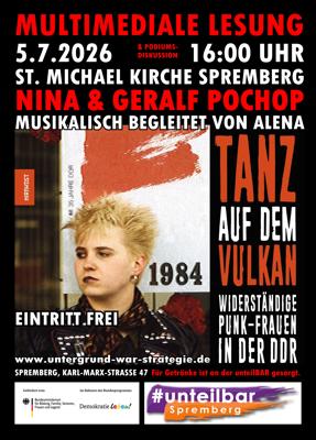 Zum Termin der multimedialen Lesung »Tanz auf dem Vulkan« sprechen Nina und Geralf Pochop über widerständige Punk-Frauen in der DDR in Spremberg.